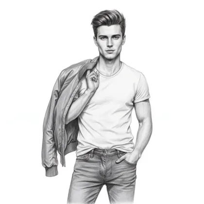 Man carrying a jacket over his shoulder, casual outfit